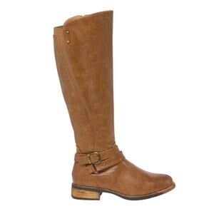 Wanted Women's Bergen Buckle Strap Knee High Riding Boots Tan Size 7 1/2